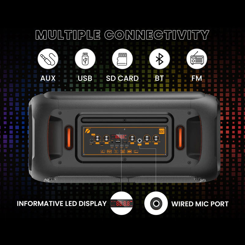 GIZMORE Trolley T3000 DRUMM 60 W Bluetooth Portable Party Speaker Up to 4 hrs Playtime with Digital LED Display, RGB Lights, Multi Connectivity USB, FM, AUX, SD Card and Wireless MIC GIZMORE Trolley T3000 DRUMM 60 W Bluetooth Portable Party Speaker Up to 4 hrs Playtime with Digital LED Display, RGB Lights, Multi Connectivity USB, FM, AUX, SD Card and Wireless MIC